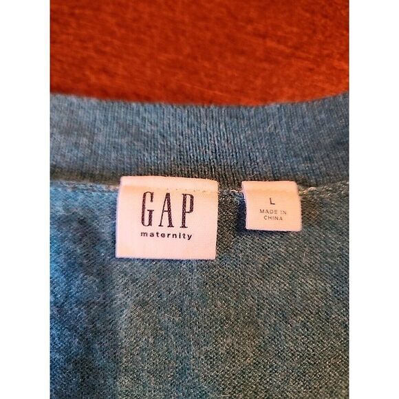 Gap Maternity Merino Wool V-Neck Tunic Knit Sweater, Large, Teal Green Blue - Picture 5 of 6